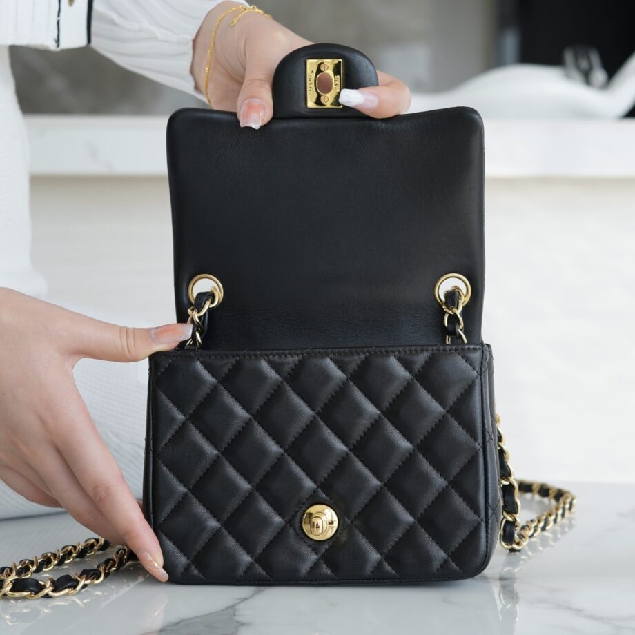 Chanel Black & Gold Hardware French Imported Lambskin Mini Flap Bag