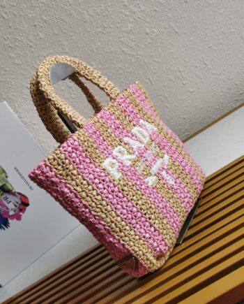 prada 1bg42 fiber tote bag small hand-woven