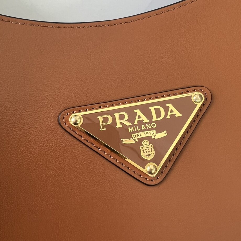 PRADA 1BC181 Large Leather Shoulder Bag With Topstitching