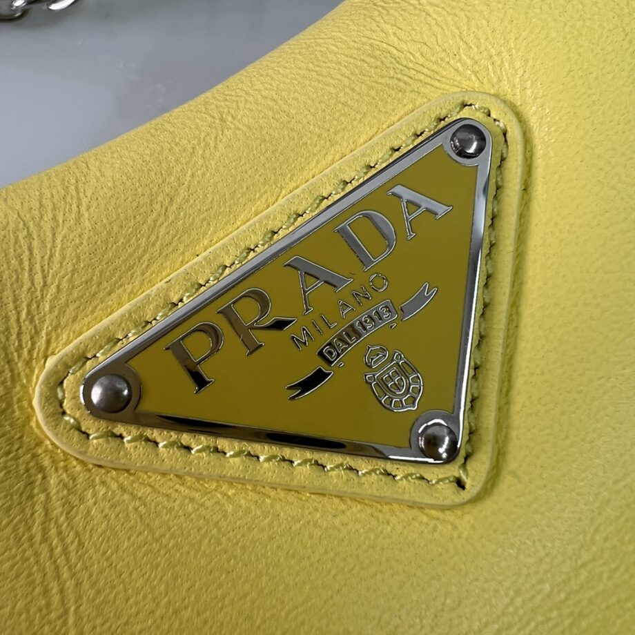 PRADA 1BH204 Yellow Sheepskin Hobo Bag