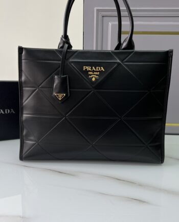 PRADA 1BA384 Large Leather Prada Symbole Bag With Topstitching