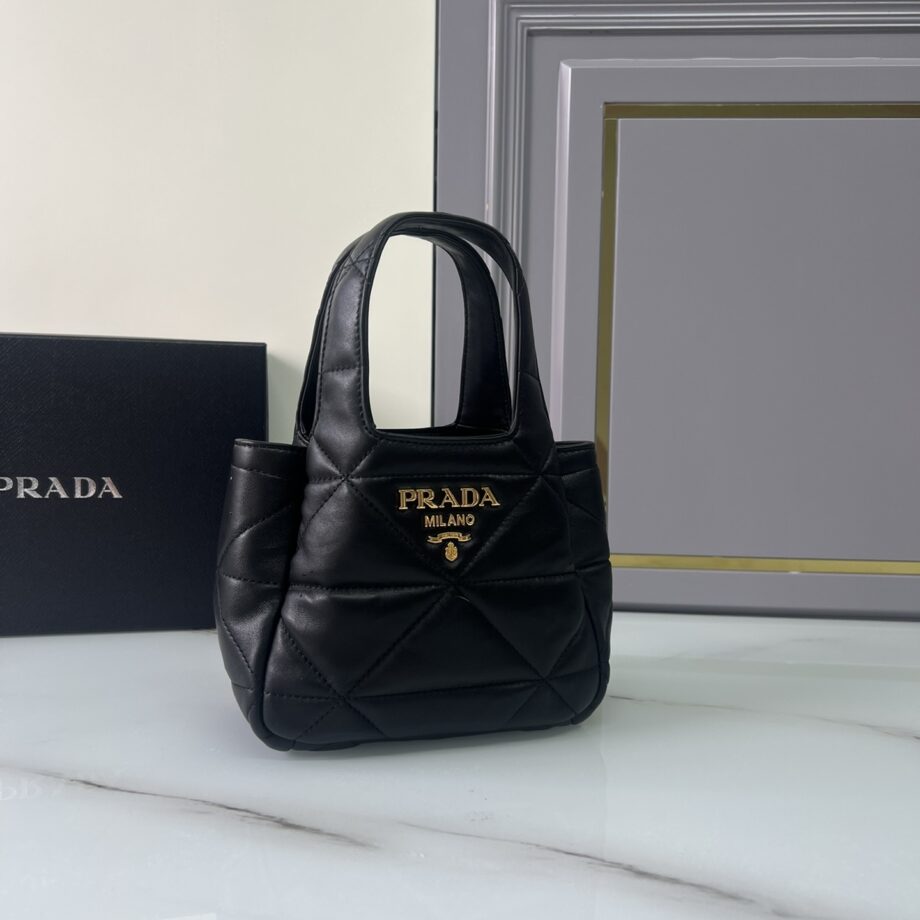 PRADA 1BG451 Small Nappa-Leather Tote Bag With Topstitching