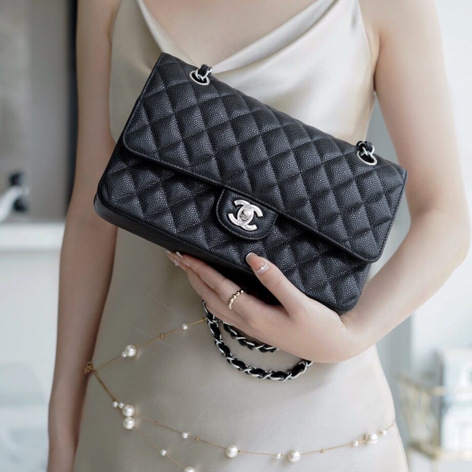 Chanel Black & Silver Hardware Italian Cowhide Classic Handbag