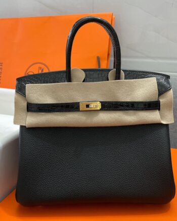 HermèS Birkin25 Black Touch Togop & Crocodile Skin Hand-Stitched Birkin25