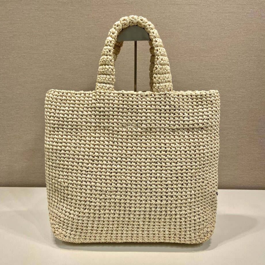 PRADA 1BG408 Raffia Tote Bag