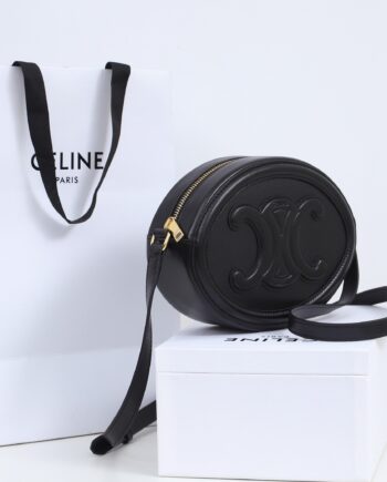 celine 198603 black oval bag cuir triomphe in smooth calfskin