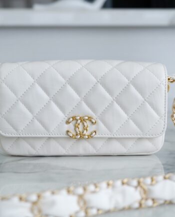 Chanel 19 White Baguette Bag