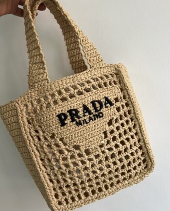 PRADA 1BG444 Small Raffia Tote Bag