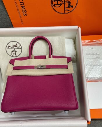 HermèS Birkin25 Rose Violet Togo Leather Hand-Stitched Birkin 25