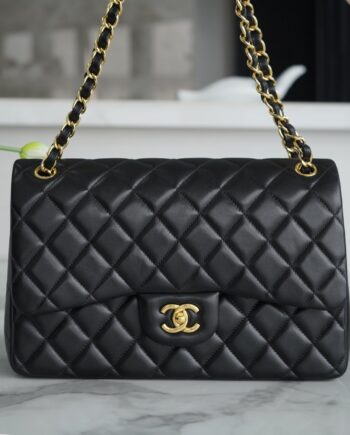 Chanel Black & Gold Hardware French Lambskin Large Classic Handbag