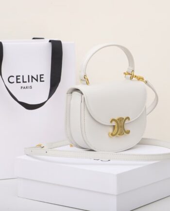 celine 10l063 white mini besace triomphe saddle bag