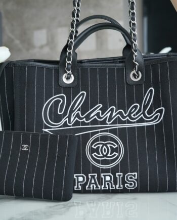 Chanel Black & Silver Hardware Maxi Shopping Bag