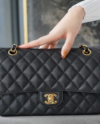 Chanel Black & Gold Hardware Italian Imported Cowhide Classic Handbag