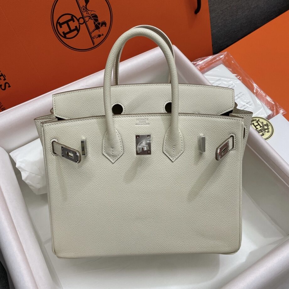 HermèS Birkin25 White Epsom Leather Silver Hardware Handmade Birkin25