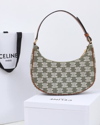 Celine 193952 Ava Bag In Triomphe Canvas And Calfskin