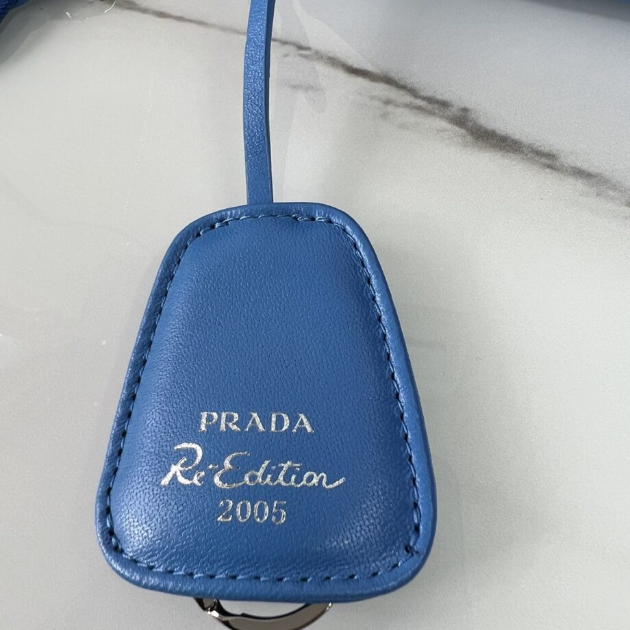 PRADA 1BH204 Blue Sheepskin Hobo Bag