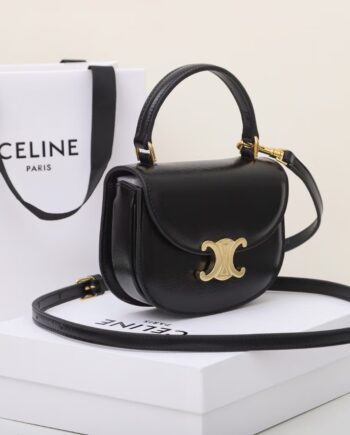 celine 10l063 black mini besace triomphe saddle bag