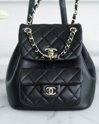 Chanel Black Italian Gaiera Lambskin Duma Backpack