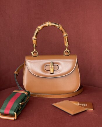 gucci cuir leather bamboo 1947 small top handle bag