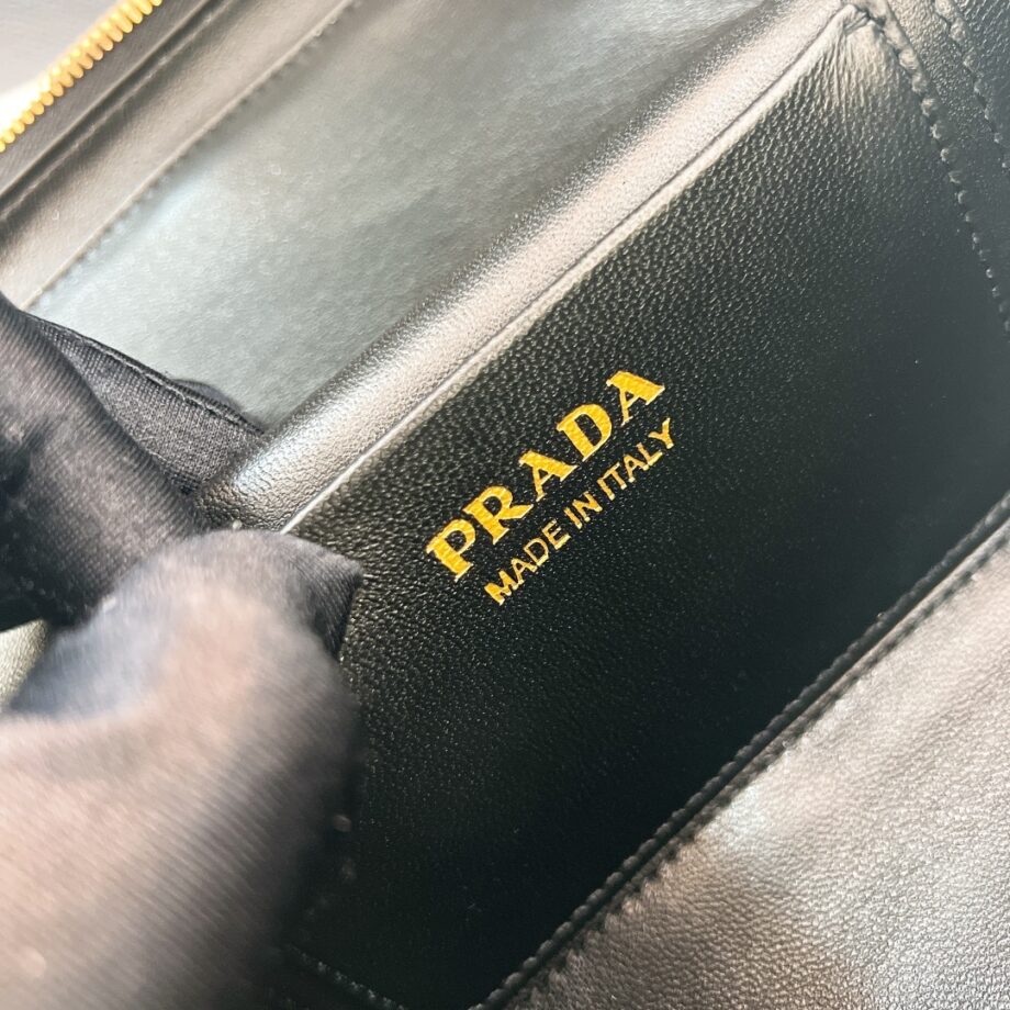 PRADA 1BH202 Black Leather Mini-Bag Cosmetic Bag