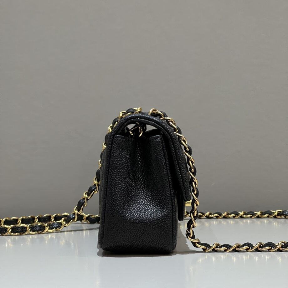 Chanel Classic Large Mini Black Grain Flap Bag