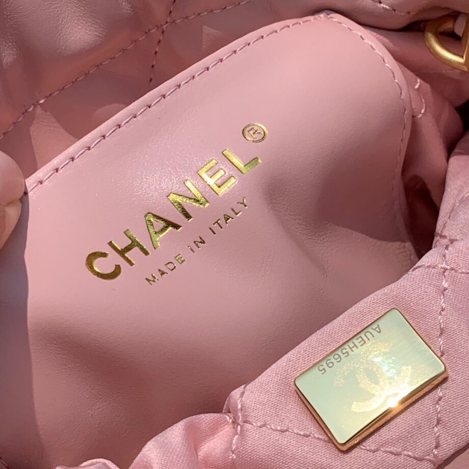 Chanel AS3980 Mini Light Pink Shiny Calfskin & Gold-Tone Metal Chanel 22 Mini Handbag