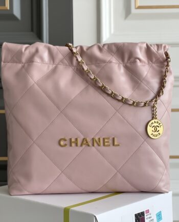 Chanel AS3260 Small Pink Shiny Calfskin & Gold-Tone Metal Chanel 22 Small Handbag