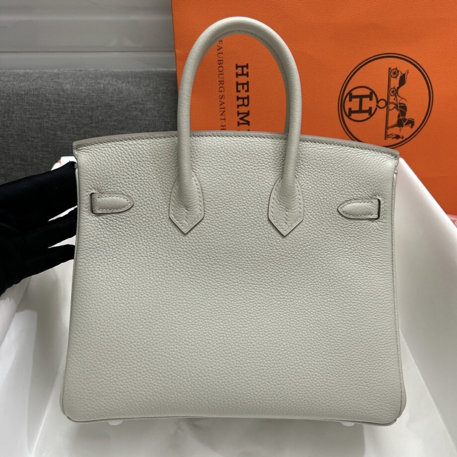 HermèS Birkin25 Pearl Gray Togo Cowhide Silver Hardware Hand-Stitched Birkin 25