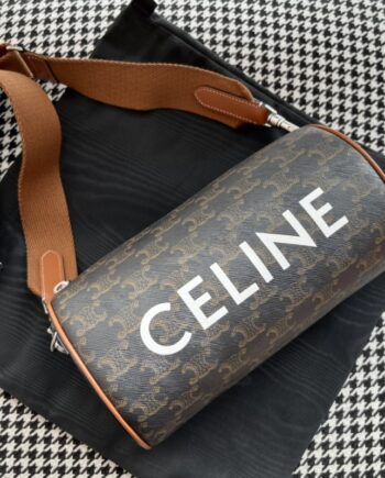 celine cylinder bag in triomphe canvas xl with celine print