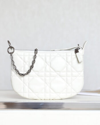 Dior 021 White Caro Tulip Handbag