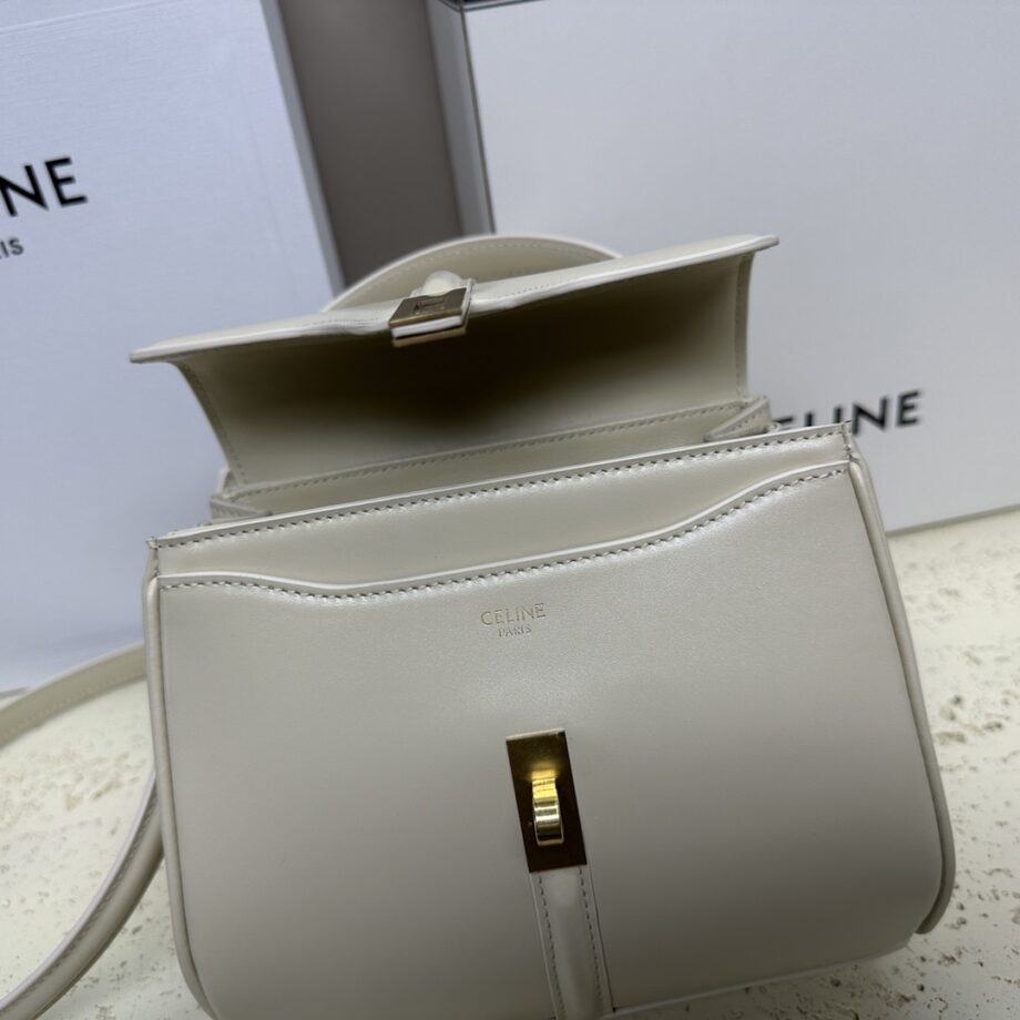 Celine 197983 White Mini 16 In Satinated Calfskin