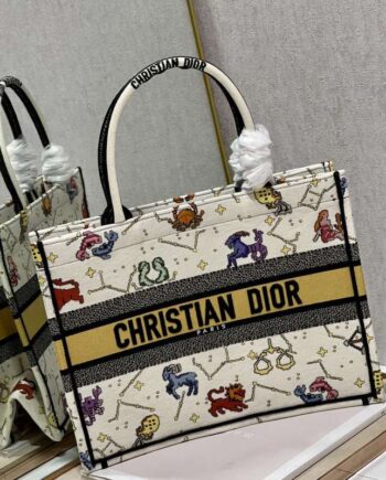 dior twelve color constellation white medium book tote