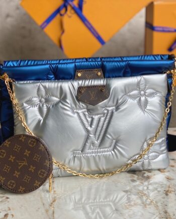 louis vuitton m21057 blue/silver down three-piece set maxi multi pochette accessoires handbag