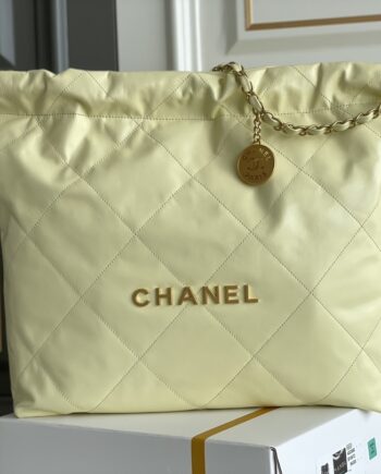 Chanel AS3261 Medium Yellow Shiny Calfskin & Gold-Tone Metal Chanel 22 Handbag
