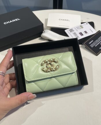 Chanel Light Green 19 Wallet