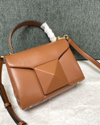 valentino caramel color valentino garavani one stud mini women's handbag in lambskin nappa leather