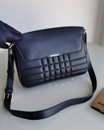 burberry black quilted leather catherine shoulder bag