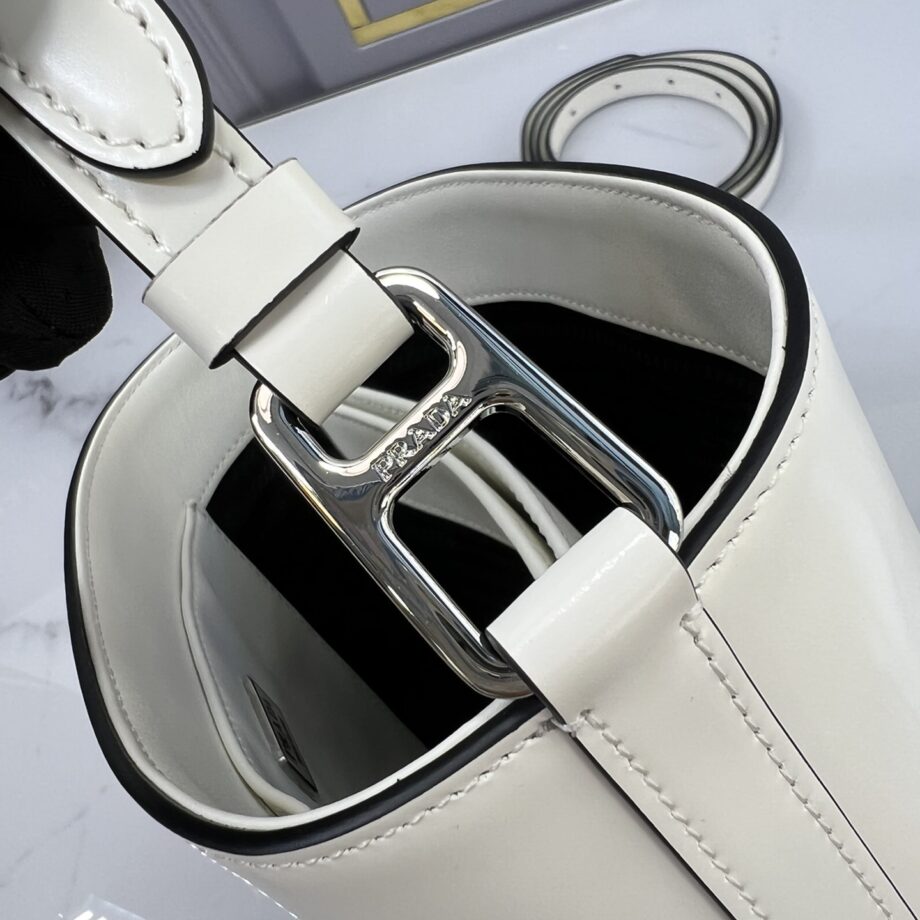 PRADA 1BE059 White New Bucket Bag