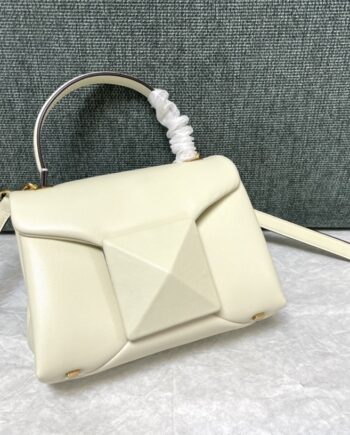 valentino white valentino garavani one stud mini women's handbag in lambskin nappa leather