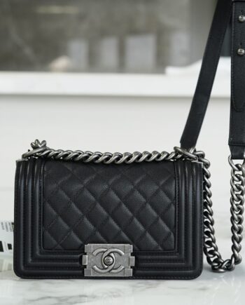 Chanel Black Italian Imported Calfskin Small Boy Chanel Handbag