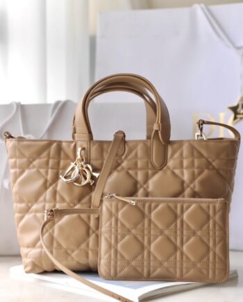 Dior M2821 Medium Tan Macrocannage Toujours Bag