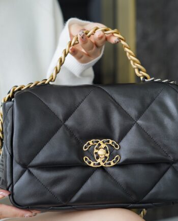 Chanel Black Italian Gaiera Lambskin 19 Handbag