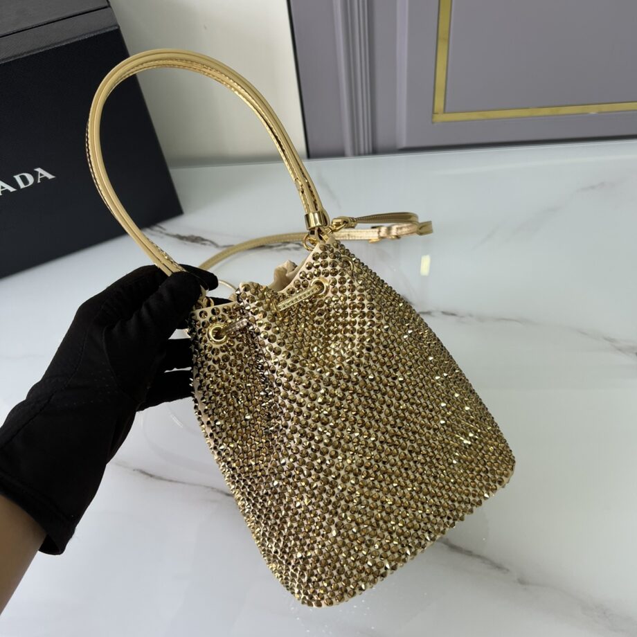 PRADA 1BE067 Yellow Satin Mini-Bag With Crystals