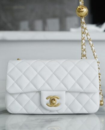 Chanel Chanel Black & White Hardware Italy Imported Lambskin Mini Classic Handbag