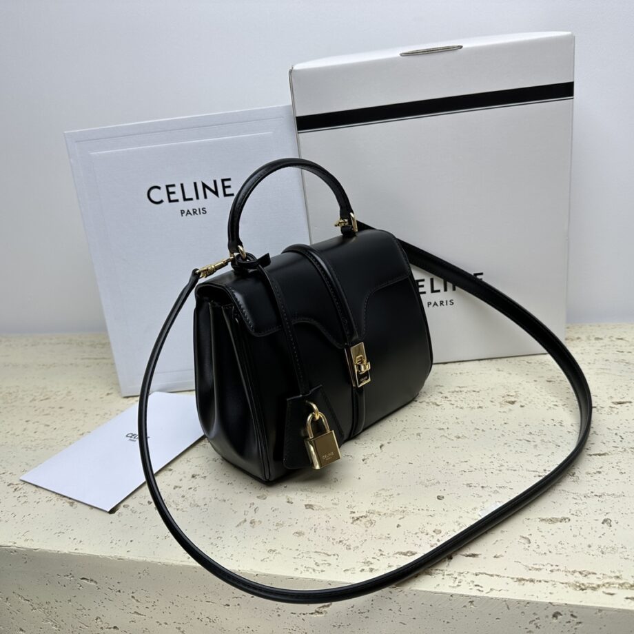 Celine 197983 Black Mini 16 In Satinated Calfskin