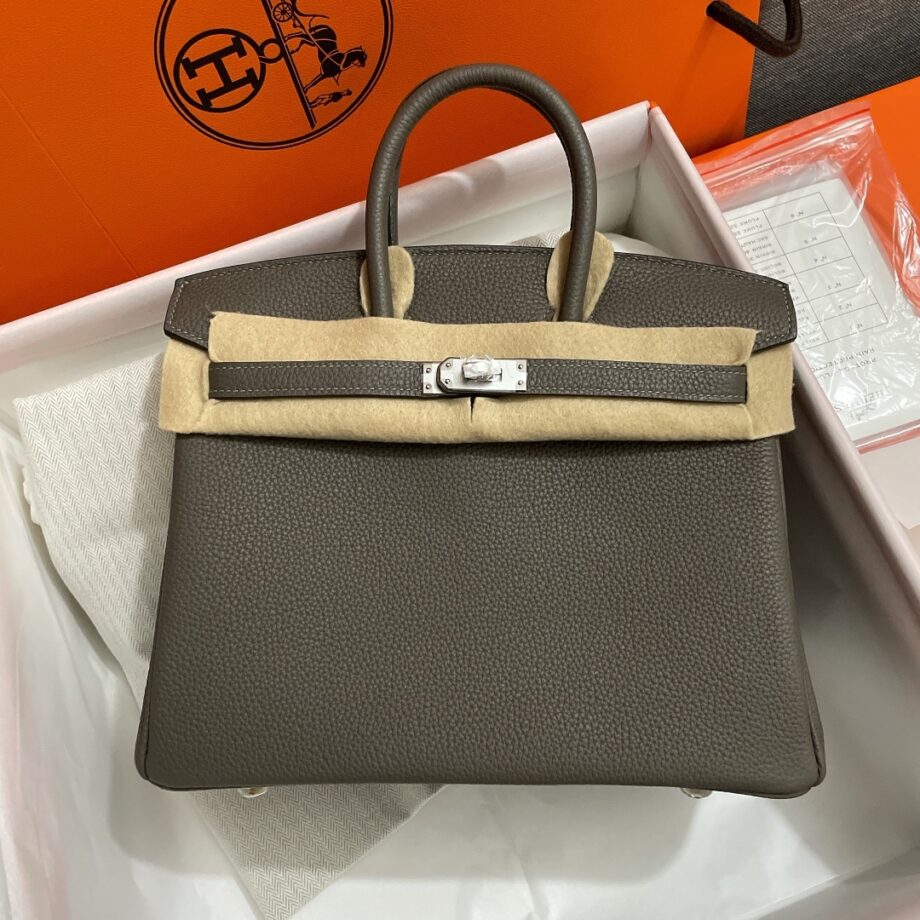 HermèS Gray Silver Hardware Togo Cowhide Handmade Sewing Birkin25