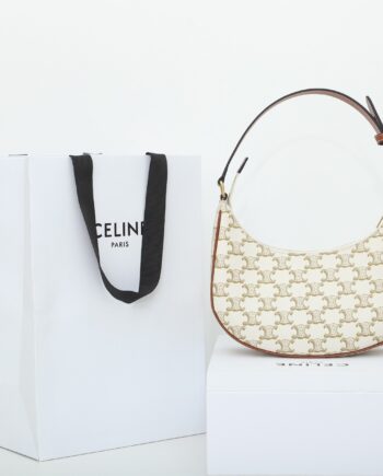 celine 193952 beige ava bag in triomphe canvas and calfskin