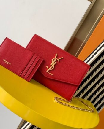 ysl red uptown ysl-logo leather cross-body bag