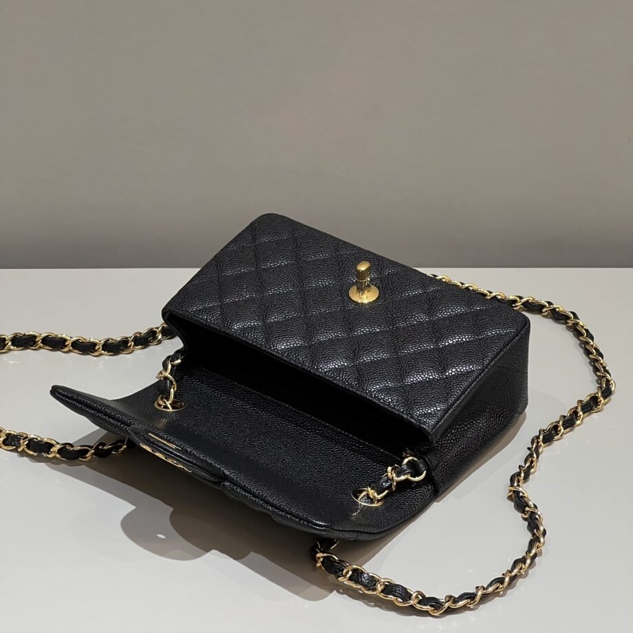 Chanel Classic Large Mini Black Grain Flap Bag