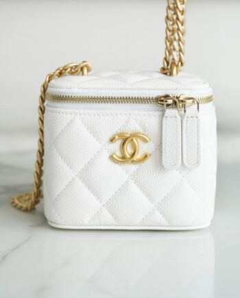 Chanel White French Imported Cowhide Small Box